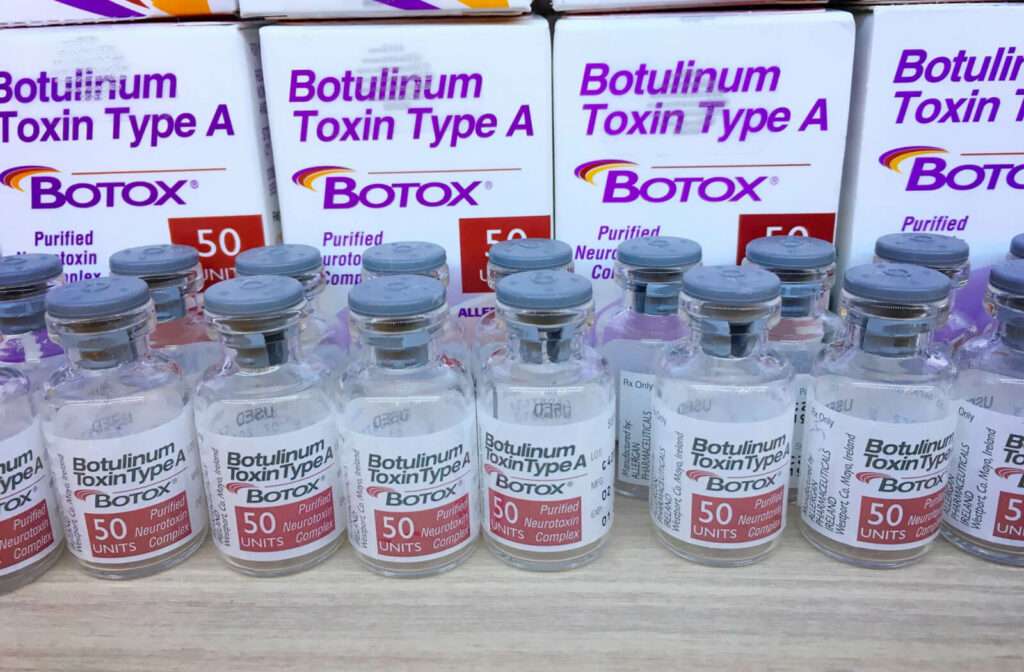 Bottles and boxes of Botulinum Toxin or Botox.