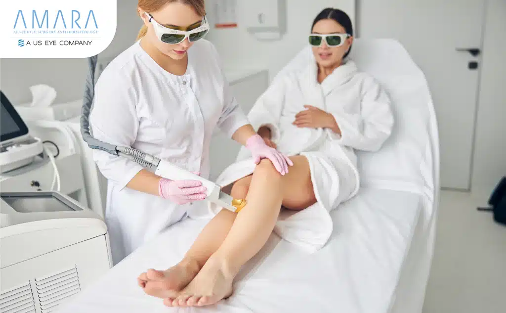 Woman smiling during summer laser hair removal.
